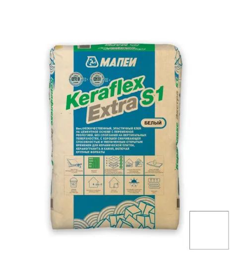 Плиточный клей эластичный Mapei Keraflex Extra S1 белый 25 кг