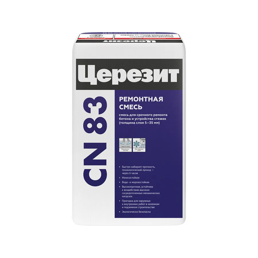 Быстротвердеющая смесь для ремонта бетона Церезит CN 83 25 кг